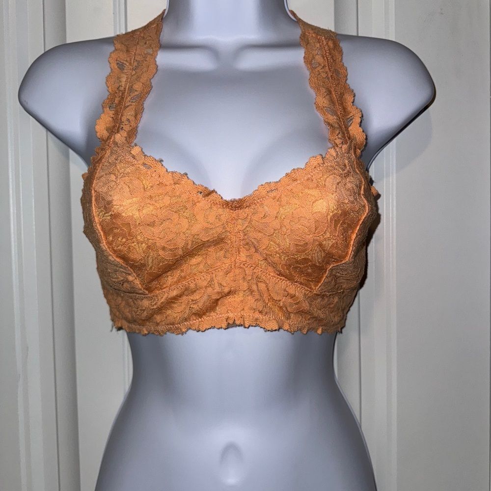 Wishlist Lace Halter Bralette in Orange